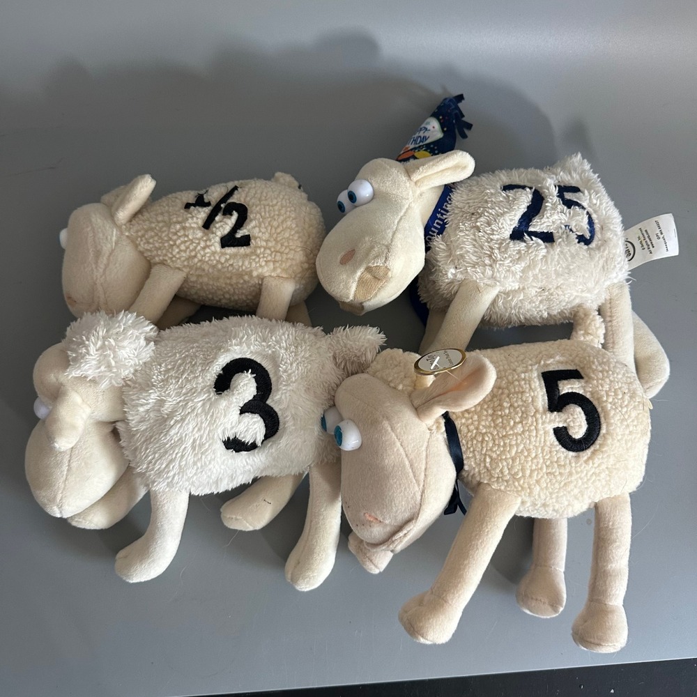 Serta Counting Sheep Plush Lot 1/2 3 5 25th Anniversary Birthday Party Hat 4pc
